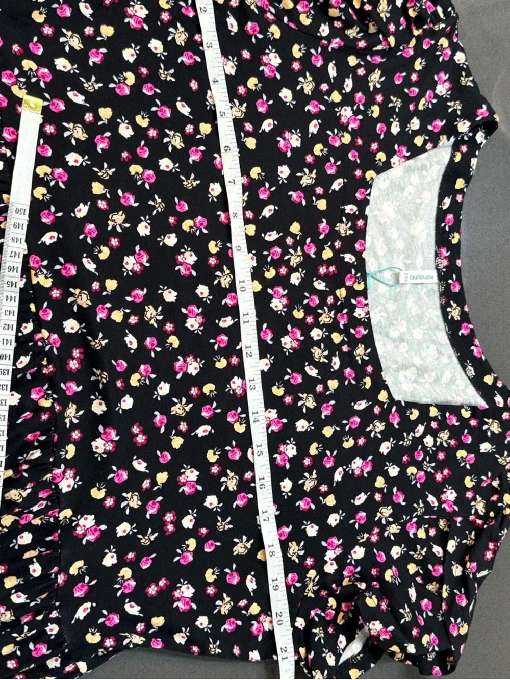 Popyoung Maxi Dress 2X Black Pink Floral Empire Waist Pockets NWT Autumn Wedding - Picture 5 of 7
